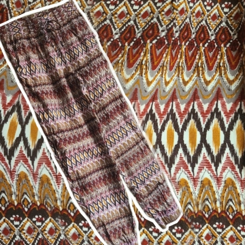 Autumn Colored Aztec Boho Hippie Print Joggers